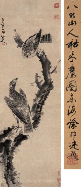 Eagles dans un arbre flétri