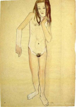 Fille nue debout