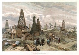 Les puits d'huile de pétrole à Bakou, sur le caspien