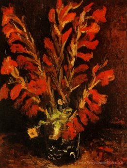 Vase avec glaïeri rouge