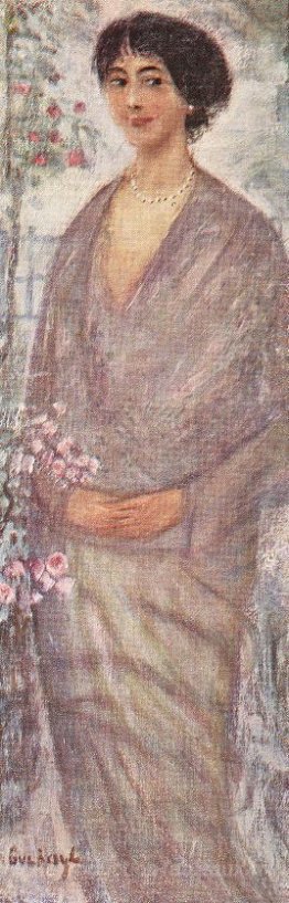 Jeune femme à rose