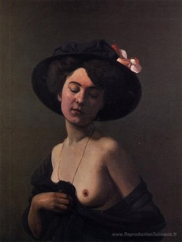 Femme avec un chapeau noir