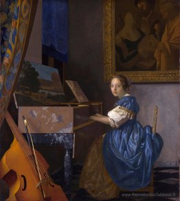 Une jeune femme assise dans un virginal (une dame assise dans un