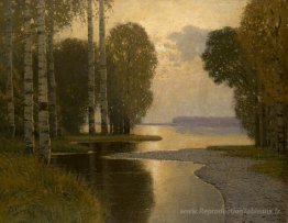 Paysage avec bouleau