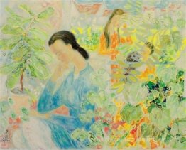 Femme dans un jardin