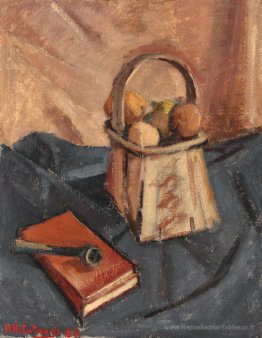 Nature morte avec pipe et panier de fruits