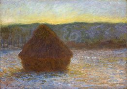 Grainstack, dégel, coucher de soleil
