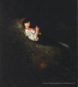 Fille avec des perles rouges