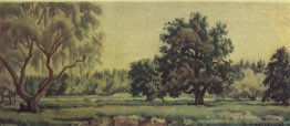 Paysage avec chênes et saules