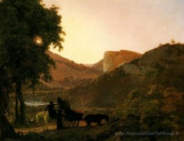 Paysage avec des figures et un chariot incliné, Matlock Hogh tor