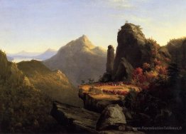 Scène du dernier des Mohicans Cora à genoux aux pieds de Tanemun