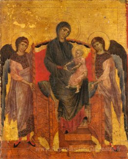 La vierge et l'enfant intronisé avec deux anges