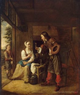 Homme offrant un verre de vin à une femme