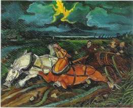 Chevaux avec tempête