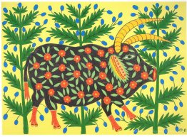 Le taureau ukrainien, trois ans, est allé marcher dans les bois