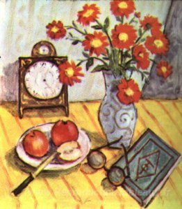 Nature morte avec des fleurs rouges