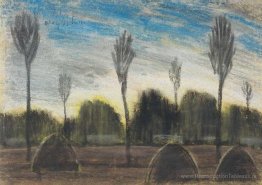 Paysage avec hayricks