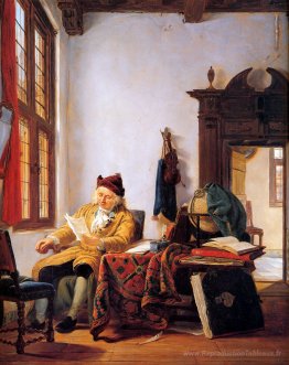 Marchand à une table près de la fenêtre