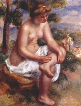 Bather assis dans un paysage
