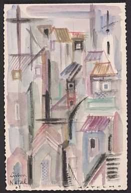 Lisbonne (carte de Noël du Portugal à Harold Weston)