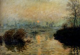 Soleil coulant sur la Seine à Lavacourt. Effet hivernal