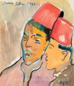 Hommes en fezzes rouges