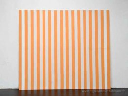 Péinture acrylique blanche sur tissu rayé blanc et orange