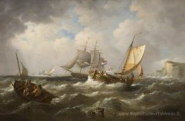Paysage marin avec expédition française