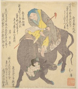 Lecture de sauge chinoise en roulant sur un buffle