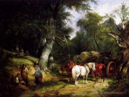 Chariot en bois dans la nouvelle forêt