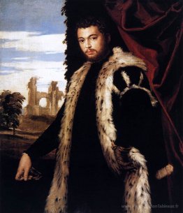 Portrait d'un jeune homme portant la fourrure de lynx