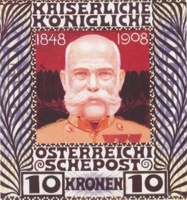 Conception du timbre anniversaire avec l'empereur autrichien Fra
