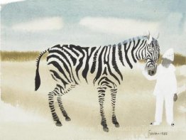 Homme avec zèbre