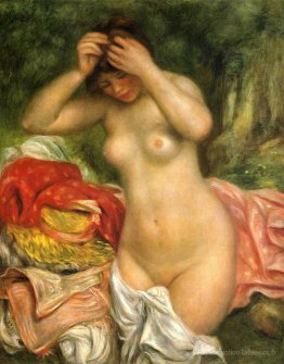 Bather arrangeant ses cheveux