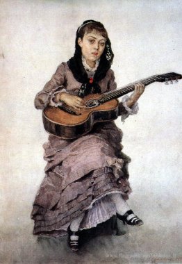 Portrait de la princesse S. A. Kropotkina avec guitare