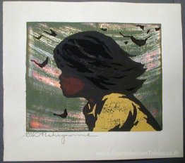 Fille dans le vent