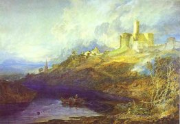Castle de Warkworth, Northumberland; L'orage s'approchant au cou