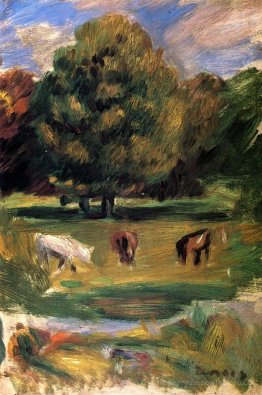 Paysage avec des chevaux
