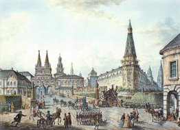 Vue des portes de Voskresenskiye (Resurrection) et Nikolskiye