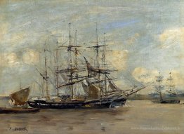 Le Havre, trois maître à l'ancre dans le port