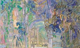 Le croquis du rideau de la pièce La Ronde des Heures