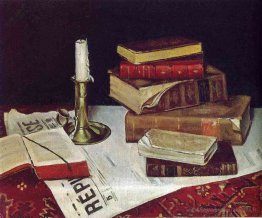 Nature morte avec des livres et des bougies
