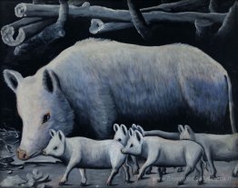 Truie blanche avec des porcelets