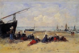 Berck, pêcheurs sur la plage, marée basse
