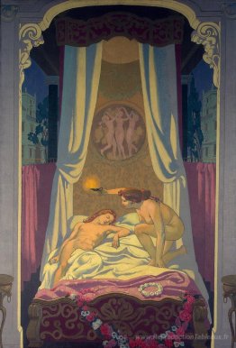 Panel 3. Psyché découvre que son mystérieux amant est Eros