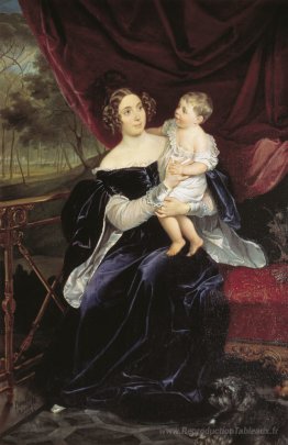 Portrait de la comtesse O. I. Orlova-Davydova et sa fille