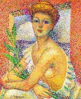 Femme ASSISE AU BOUQUET DE FEUALLAGE