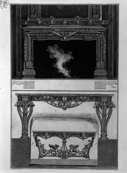 Un dessus de cheminée et une paroi inférieure de deux tables, l'