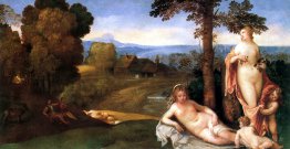 Nymphes et enfants dans un paysage avec des bergers