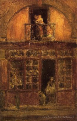 Une boutique avec un balcon